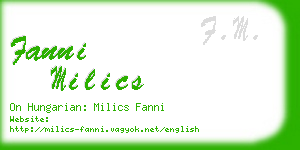 fanni milics business card